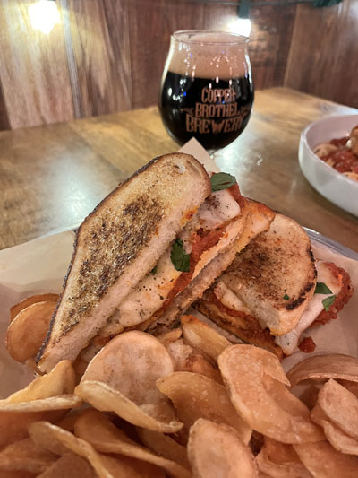 Chicken Parmesan Sandwich at Copper Brothel Brewery in Sonoita, AZ