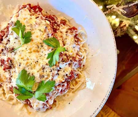 Picture of chicken parmesan pasta dish at Copper Brothel Brewery