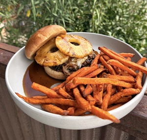 Teriyaki Pineapple Burger at Copper Brothel Brewery